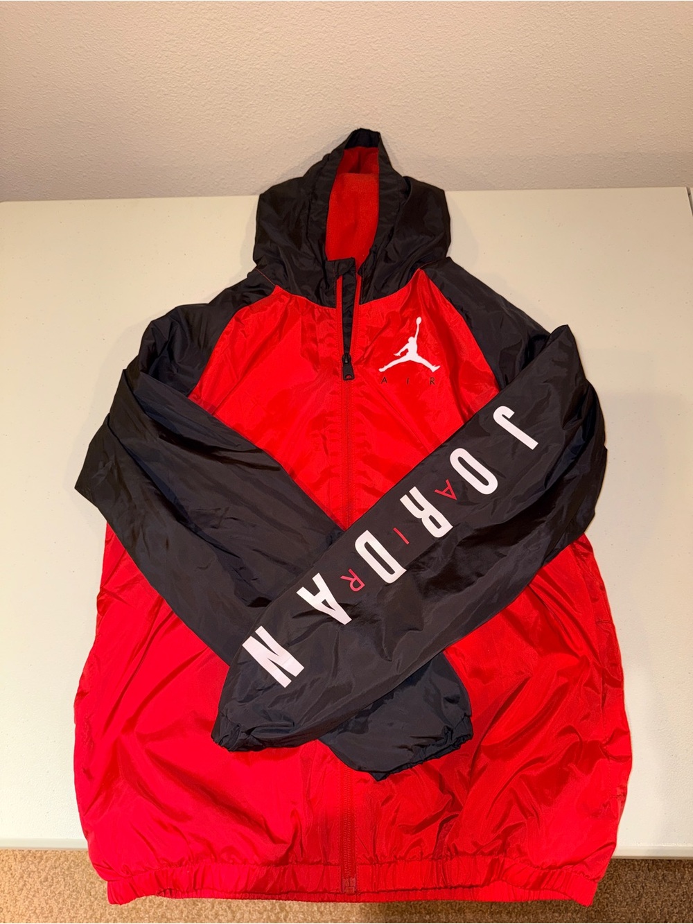 Jordan Red & Black Kids Hooded Windbreaker Jacket